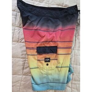 Billabong  Board Shorts Mens 28 Rainbow Striped Swim Pool Water All Day Pro